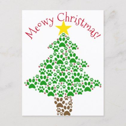 Meowy Christmas Funny Cat Paw Print Photo Holiday Postcard - merry christmas postcards postal family xmas card holidays diy personalize Funny Holiday Greetings, Paw Print Crafts, Dog Paw Print Art, Photo Playing Cards, Paw Print Art, Paw Art, Funny Postcards, Unique Christmas Cards, Tree Photo