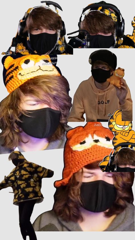 Ranboo and Garfield hat <3 #garfeild #ranboo #ranboolive #garfieldthecat Garfield Hat, Art Block, Creative Play, Cut Out, Energy, Hats, Crochet, Clothes