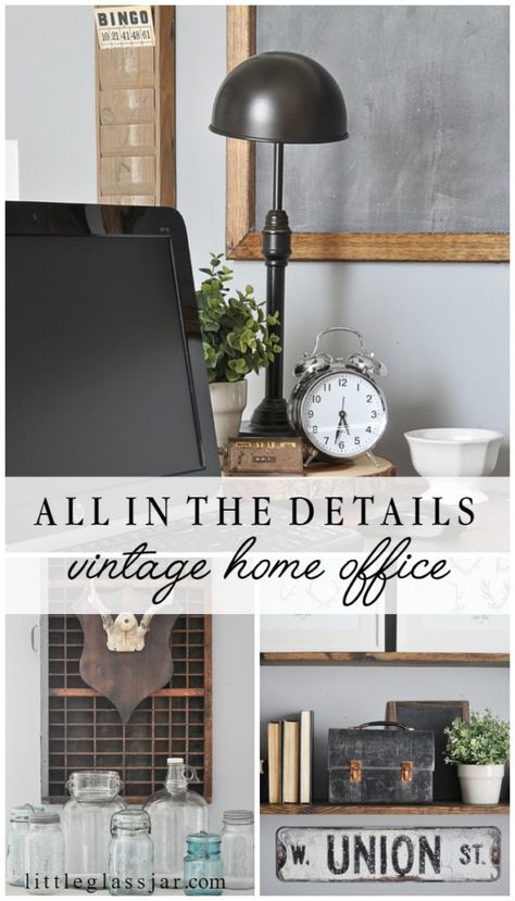 Home Office Decor Men, Office Decor Man, Vintage Home Offices, Workspace Ideas, Vintage Office Decor, Vintage Home Office, Office Vintage, Farmhouse Office, Closet Office