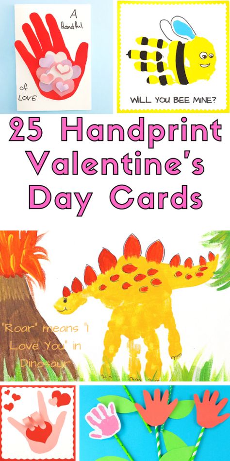 Handprint Valentines, Toddler Valentine Cards, Easy Diy Crafts For Kids, Handprint Cards, Cards Valentines Day, Toddler Valentine Crafts, Valentines Day Crafts, Valentines Day Cards Diy, Valentine Card Crafts