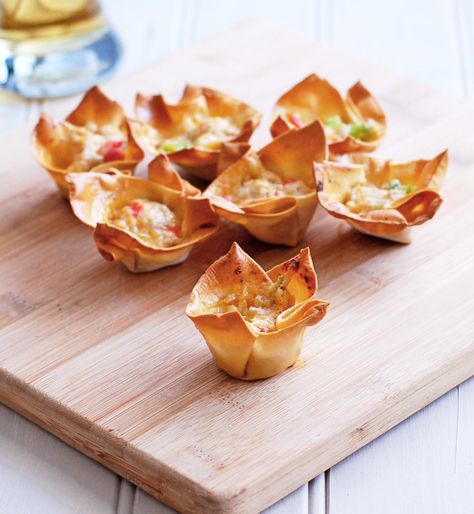 Wonton Wrappers | Culinary Cool blog |  My Go-To appy recipe! Won Ton Wrappers, Crab Wontons, Gameday Food, Wedding Shower Food, Wonton Wrapper Recipes, Desserts Drinks, Wonton Cups, Won Ton, Wonton Wrappers