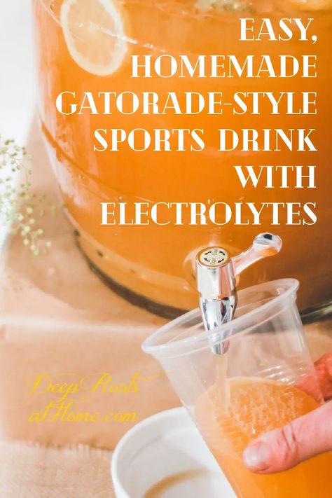 Easy, Homemade Gatorade-Style Sports Drink w/ Electrolytes Diy Gatorade, Gatorade Drinks, Gatorade Alternative, Homemade Sports Drink, Electrolyte Drink Recipe, Homemade Gatorade, Switchel Recipe, Hydration Drinks, Homemade Electrolyte Drink