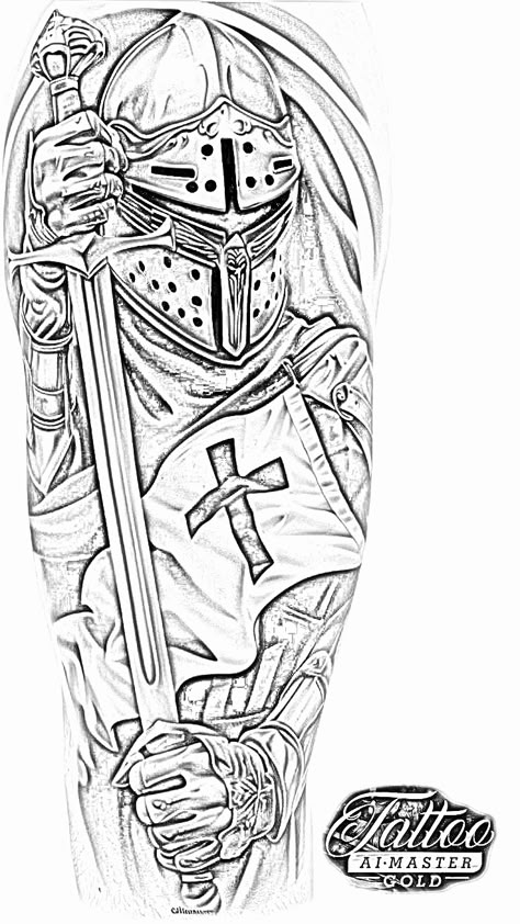 Templar Knight Tattoo, Darkside Tattoo, Gladiator Tattoo, Knight Drawing, Spartan Tattoo, Cobra Art, Knight Tattoo, Gangsta Tattoos, Biomechanical Tattoo