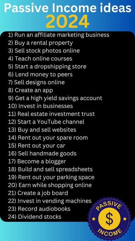 How to make passive income? Passive Income ideas 2024. 24 Best Passive Income Ideas: Earn More in 2024 Financial Literacy Lessons, Best Passive Income, Income Sources, Real Estate Investment Trust, Shopify Marketing, Night Jobs, Passive Money, Literacy Lessons, Money Moves