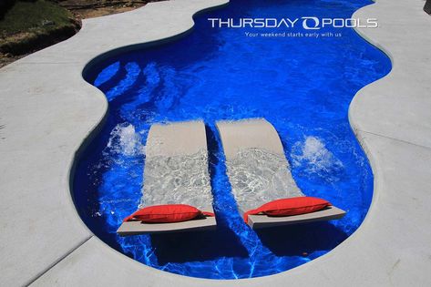 A tanning ledge can be a great feature of a fiberglass pool, but is it the right call for your fiberglass pool project? Our latest article looks at the pros and cons of tanning ledges to help you decide. https://thursdaypools.com/blog/2019/01/17/tanning-ledge-right-for-you/ Fiberglass Pool Designs, Thursday Pools, Tanning Ledge Pool, Inground Pool Designs, Tanning Ledges, Fiberglass Pool, Pool Water Features, Swimming Pools Inground, Pool Safety