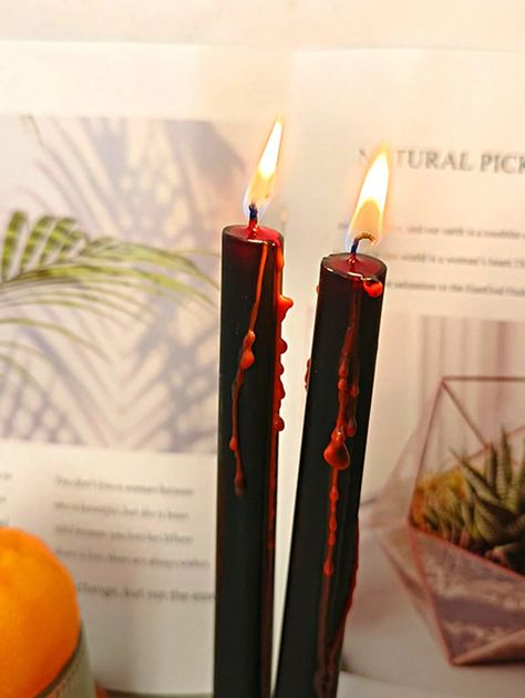 2pcs Black Taper Candles For Halloween - Sparkling, Single Wick, Paraffin Wax - Perfect For Home Decor, Weddings, Birthdays & Romantic DinnersI discovered amazing products on SHEIN.com, come check them out! Candles For Halloween, Spooky Basket, Black Taper Candles, Interactive Gifts, Iron Candlesticks, Hydrating Lip Gloss, Candle Dinner, Black Candles, Romantic Dinners