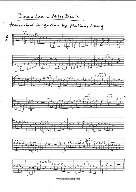 Donna Lee, Guitar Sheet, Guitar Sheet Music, Miles Davis, Music Sheet, Transcription, I Know It, Hi Guys, Sheet Music