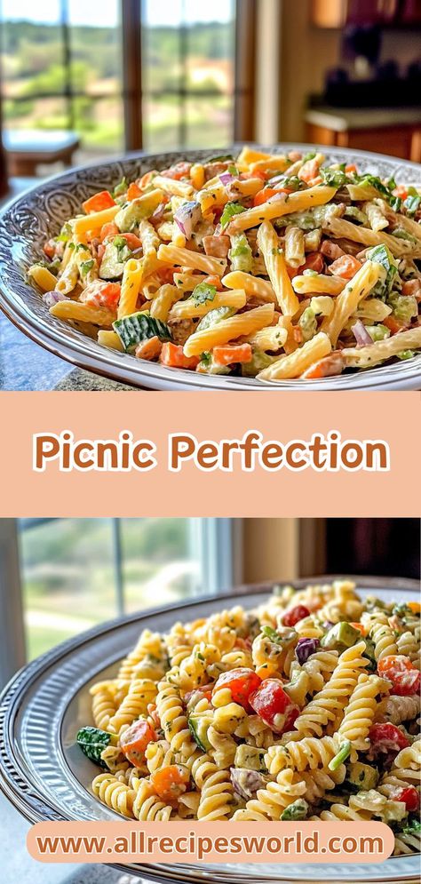 Make your picnics unforgettable with this Perfect Pasta Salad! It combines creamy dressing with crisp vegetables for a delightful bite. Easy to prepare and great for sharing, it’s a must-have for outdoor fun! Vegetarian Pasta Salad, Creamy Dressing, Perfect Pasta, Pasta Salad Recipes, Easy Vegetarian, Southern Recipes, Outdoor Fun, Pasta Salad, Salad