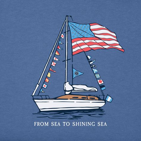 Men's Big USA Sailboat Long Sleeve Crusher-LITE Tee M Image, Sea To Shining Sea, Beach Blue, Ladies Tee Shirts, Best Sites, Children In Need, Good Company, Art Logo, Blue Fabric