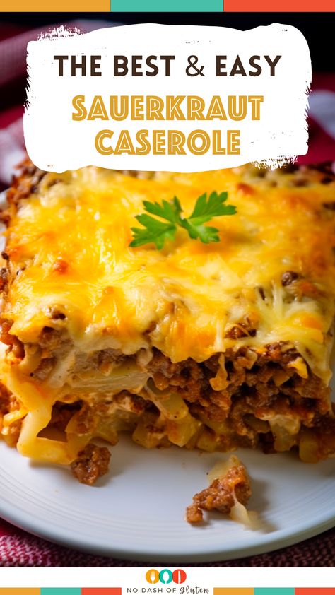 Dive into the cozy world of comfort food with our Sauerkraut Casserole recipe. This family favorite combines tangy sauerkraut, savory ground beef, and creamy Swiss cheese in a dish that's sure to warm your heart and satisfy your taste buds. It's easy to make, perfect for a comforting dinner, and guaranteed to be a hit with everyone at the table. Don’t just take our word for it, try it out yourself! Pin this recipe now and share the joy of a home-cooked meal with your loved ones. Saurkraut And Ground Beef Casserole, Sauerkraut And Ground Beef Recipes, Ground Beef Sauerkraut Recipes, Cabbage And Sauerkraut Recipes, Hamburger Sauerkraut Casserole, Chicken Sauerkraut Recipes, Saurkraut Recipes Casseroles, Sauerkraut Casserole 12 Tomatoes, Ground Beef And Sauerkraut Recipes