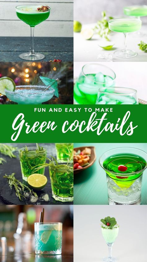 Green Color Alcohol Drinks, St Patricks Day Adult Drinks, St Patty Drinks Cocktail Recipes, Saint Patricks Drinks Alcohol, Eagles Themed Drinks, Slytherin Alcoholic Drink, Green Colored Alcoholic Drinks, St Patrick’s Day Cocktails Easy, Shrek Inspired Cocktails