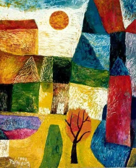 Yoshiro Tachibana, Colorful Artwork Abstract, Paul Klee Art, Japanese Art Modern, Cubist Art, Japanese Artwork, Intuitive Art, Abstract Art Landscape, Naive Art