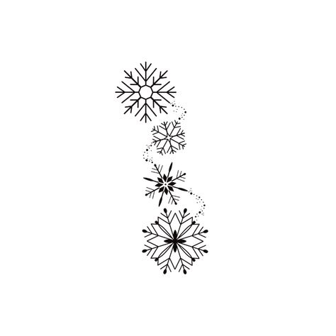 The Snowflake tattoo symbolizes ephemeral perfection. Each snowflake, with its intricate geometric patterns, reminds us that every moment and every being is unique. This poetic motif invites us to celebrate the singularity of life and the purity of new beginnings, enveloped in the peaceful silence of winter. With this tattoo, you can stand out with an elegant and original design of falling snowflakes dancing in the winter sky. Snowflake Swirl Tattoo, Christmas Inspired Tattoos, Simple Snowflake Tattoo, Small Holiday Tattoos, Christmas Flash Tattoo, Falling Star Tattoo, Snowflake Tattoo Design, Winter Tattoo Ideas, Winter Tattoos