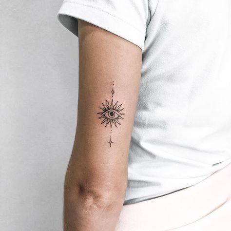 Buraka Tattoo, Pixie Tattoo, Third Eye Tattoos, Evil Eye Tattoo, Sternum Tattoo, Small Hand Tattoos, Minimalist Tattoos, Subtle Tattoos, Spine Tattoos