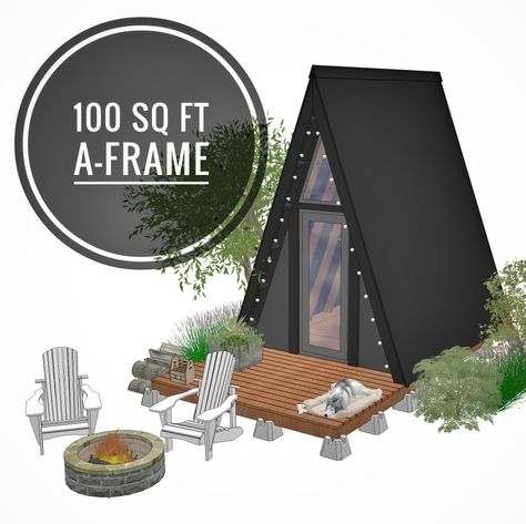 100 Sq. Ft. A-frame Cabin Building Plan - Etsy Australia Tiny A Frame Cabin, Cabin Building, A Frame Cabin Plans, Cabin Diy, A Frame Cabins, Two Twin Beds, A Frame House Plans, Frame Cabin, Cabin House Plans