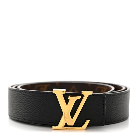 This is an authentic LOUIS VUITTON Calfskin Monogram 30mm LV Initiales Reversible Belt size 90 or 36 in Black. The bold style and stunning detailing of this Louis Vuitton belt make it a fabulous fashion accessory. The belt features classic Louis Vuitton monogram coated canvas on one side, and textured black calfskin leather on the other, with a polished gold Louis Vuitton LV logo buckle. 1433746 Belt Aesthetic, Fake Aesthetic, Belt Louis Vuitton, Gold Louis Vuitton, Hawaiian Clothing, School Video, Lv Logo, Louis Vuitton Jewelry, Waist Beads