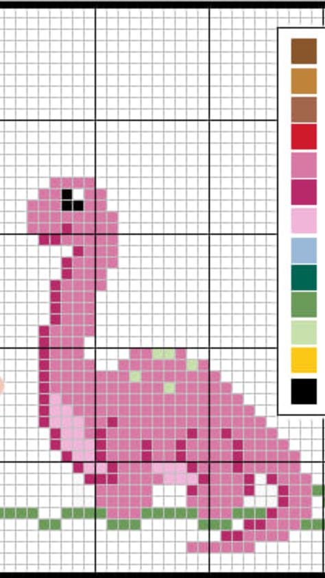 Counted Cross Stitch Dinosaur Patterns, Cute Dinosaur Cross Stitch, Dinosaur Cross Stitch Patterns Charts, T Rex Cross Stitch Pattern, Perler Bead Dinosaur Pattern, Dino Cross Stitch Pattern, Dinosaur Cross Stitch Pattern Free, Dino Pixel Art, Knitting Charts Animal