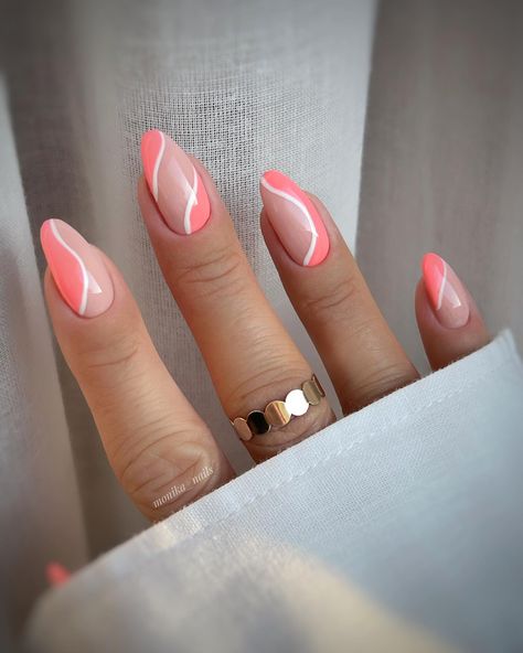 Coral Acrylic Nails, Uñas Color Coral, Coral Nails With Design, April Nails, Coral Nails, Summery Nails, Blush Nails, Classy Acrylic Nails, Cute Gel Nails