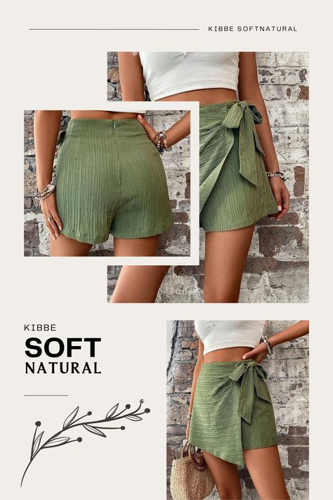 Soft Natural Kibbe Shorts, Petite Soft Natural, Petite Soft Natural Kibbe, Skorts Skirts For Women Outfit Ideas, Kibbe Soft Natural Outfit, Skorts Skirts Outfit, Wrap Skirt Outfit Summer, Soft Natural Kibbe Outfit, Sn Kibbe