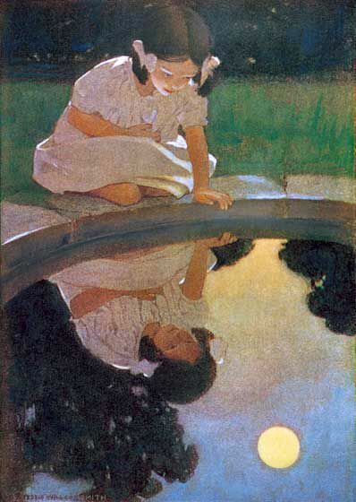 Jessie Willcox Smith, 동화 삽화, Reflection Art, Look At The Moon, Art Et Illustration, Ap Art, Children's Book Illustration, Art Plastique, Children Illustration