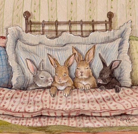 Bunny Cottagecore, Cute Animals Illustration, Cozy Art, Sleeping Animals, Animals Illustration, Storybook Art, Woodland Friends, Bunny Art, Fairytale Art