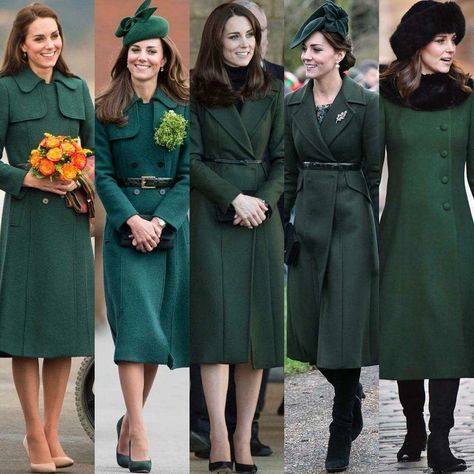 Green Coat Outfit Winter, Kate Middleton Coat, Gray Hair Women, Kate Middleton Style Outfits, Düşes Kate, Looks Kate Middleton, Royalty Fashion, Princess Katherine, Kate Middleton Outfits