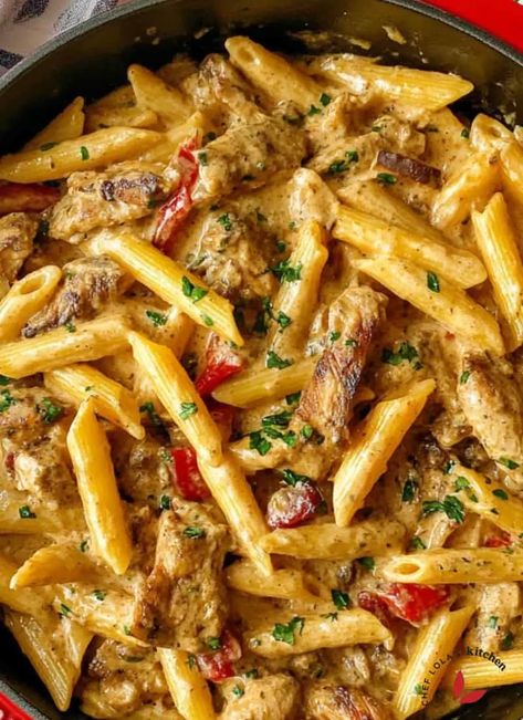 Creamy Jerk Chicken Jamaican Rasta Pasta - Chef Lola's Kitchen Rasta Pasta With Jerk Chicken, Jerk Chicken Pasta Rasta, Rasta Pasta Jamaican Shrimp, Rasta Pasta Jamaican Chicken, Rasta Pasta Jamaican, Jamaican Rasta Pasta Recipe, Pasta Rasta, Jerk Chicken Pasta, Rasta Pasta Recipe