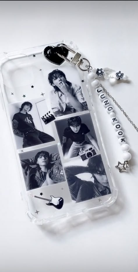 Jungkook Phone Case Ideas, Bts Phone Case Aesthetic, Kpop Phone Cases Aesthetic, Jungkook Phone Case, Bts Phone Case, Army Crafts, Diy Phone Case Design, Kpop Phone Cases, Diy Crafts Bookmarks