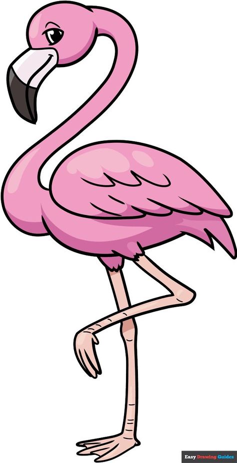 Learn How to Draw a Cartoon Flamingo: Easy Step-by-Step Drawing Tutorial for Kids and Beginners. See the full tutorial at https://easydrawingguides.com/how-to-draw-a-cartoon-flamingo/ . Flamingo Drawings Easy, Pictures Of Flamingos, Flamingo Stencil Free Printable, Flamingo Easy Drawing, Flamingo Art For Kids, How To Draw A Flamingo, How To Draw Animals For Kids, Easy Flamingo Drawing, Cute Flamingo Drawing