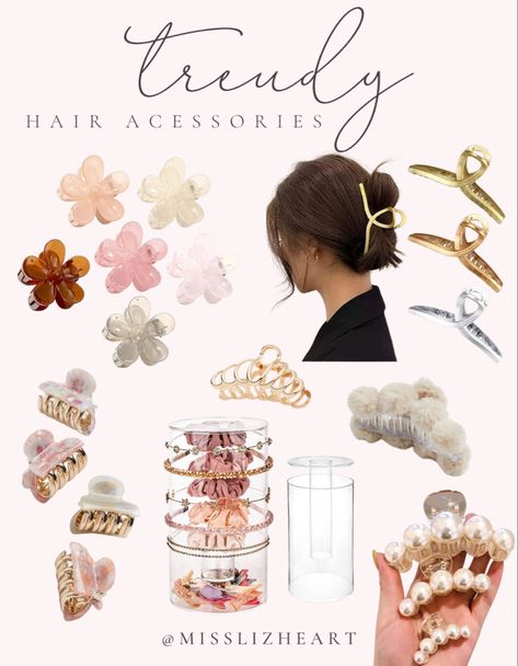 I gathered these trendy hair accessories, they are so cute!

#trendy #hairacessories #hair #hairclips #storage #hairorganizer Trendy Claw Clip, Hair Claw Clip Organization, Trendy Hair Clips, Amazon Claw Clips, Cute Hair Accessories Aesthetic Clips, Claw Clip Collection Aesthetic, Blonde Hair Claw Clip Aesthetic, Hair Product Organization, Headband Organizer