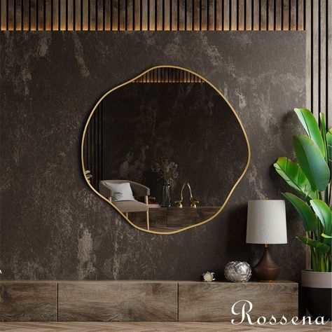 Wavy Circle Mirror, Abstract Wall Mirror, Aesthetic Wall Mirror, Gold Mirror, Home Decor, Livingroom Mirror, Living Room Mirror, - Etsy Round Mirror Living Room, Wall Mirror Aesthetic, Aesthetic Wall Mirror, Livingroom Mirror, Mirror Abstract, Entrance Mirror, Mirror Living Room, Living Room Mirror, Mirror Home Decor