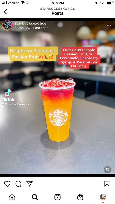 Teas Recipes, Passion Tea, Starbucks Secret Menu Drinks, Loaded Tea, Starbucks Secret, Herbal Teas Recipes, Starbucks Drink, Raspberry Syrup, Starbucks Secret Menu