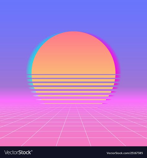 Sun neon retro 80s background neon sunset Vector Image 80s Sunset, 80s Background, Sunset Vector, Background Sunset, Neon Sunset, Neon 80s, Your Name Wallpaper, Background Neon, Sun Space