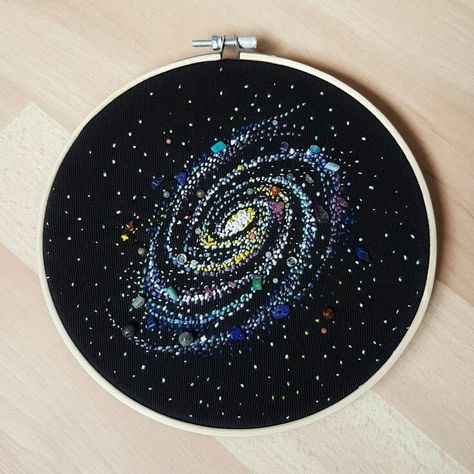 Embroider Bag, Galaxy Embroidery, Space Embroidery, Stars Embroidery, Landscape Embroidery, Embroidery Mirror, Clothes Embroidery Diy, Kindle Cover, Bead Embroidery Patterns