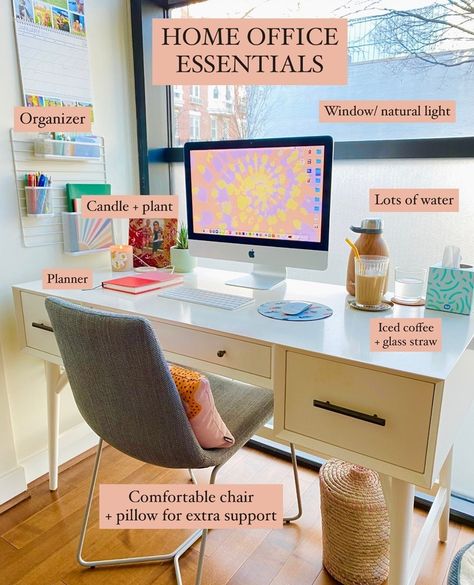 Society6 on Instagram: “Love this WFH Essentials pic from @kimerlingcreative! What are your office must haves? Ours is coffee...iced coffee...more.....coffee.…” Office Must Haves, Work From Home Essentials, Candle Organization, Candle Plant, Chair Pillow, Office Essentials, Glass Straws, Working Woman, Home Essentials