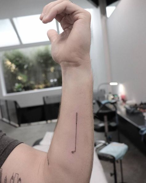 Simple Golf Tattoo, Golfing Tattoo Memorial, Golf Tattoo Minimal, Golf Tattoos For Men, Golf Tattoo Ideas, Soho Manhattan, Sport Tattoos, Graphic Tattoo, Sport Golf