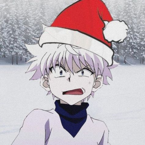 Killua Christmas Pfp, Hisoka Christmas, Anime Xmas Icon, Killua Christmas, Hxh Christmas Pfp, Christmas Pfps Anime, Anime Pfp Christmas, Christmas Profile Pics, New Year Pfp