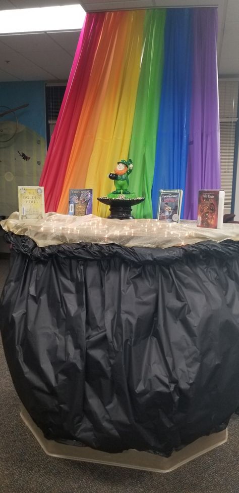 March Display Ideas, St Patrick's Day Window Display, St Patrick Window Display, Pride Library Display, March Library Displays, St Patricks Day Library Display, Library Spring Displays, St Patrick’s Day Parade Float, School Book Fair