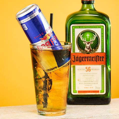 Atomic Jager Bomb Trash Can - Tipsy Bartender Jagerbombs Aesthetic, Simple Gin Drinks, Gab Core, Jagermeister Ice Cream, Jager Drinks, Jagermeister Drinks, Tipsy Bartender Recipes, Jaeger Bomb, Jager Bomb