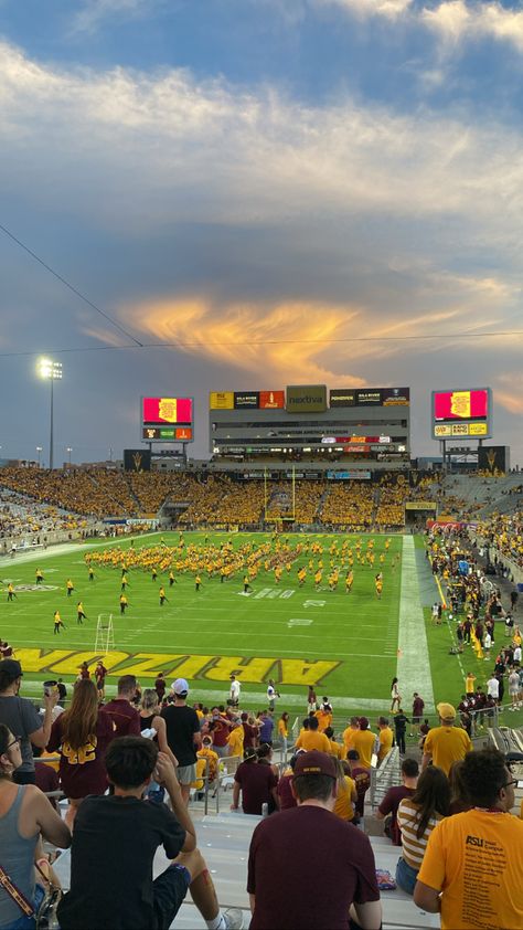 first game of the season asu ‘23 #asu Asu Aesthetic, Dream College, Arizona State University, Alma Mater, Arizona State, First Game, Arizona, University, Gold