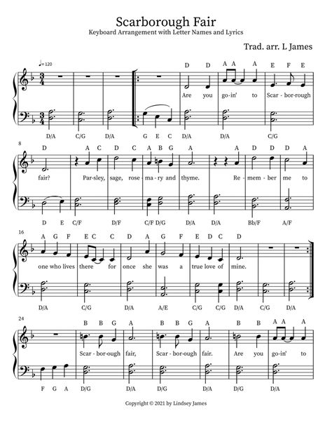 Scarborough Fair Sheet Music | Traditional English Folksong | Easy Piano Scarborough Fair, Music Page, Traditional English, Keyboard Piano, Folk Song, Easy Piano, Digital Sheet Music, Self Publishing, Student Work