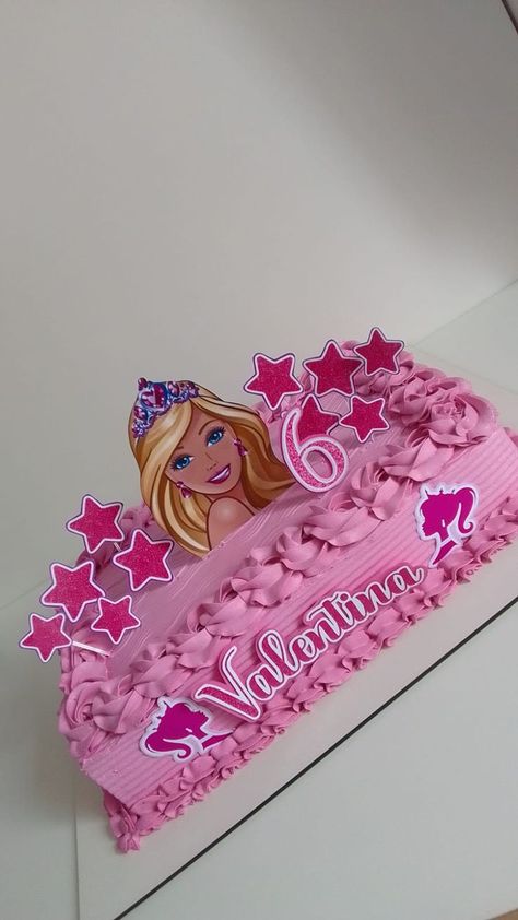 Barbie 7th Birthday Party, Pastel Rectangular, Barbie Doll Birthday Cake, Doll Birthday Cake, Barbie Birthday Cake, Rectangle Cake, Barbie Theme Party, 6 Birthday, Barbie Birthday Party