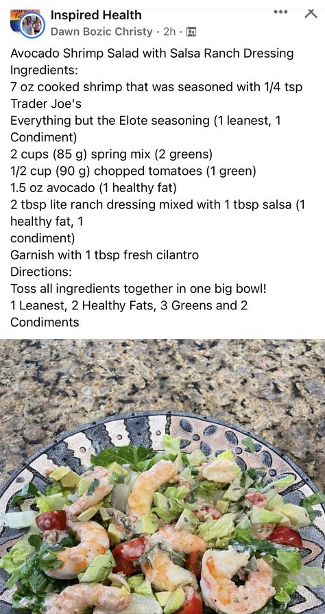 Salsa Ranch Dressing, Salsa Ranch, Shrimp Avocado Salad, Green Recipes, Spring Mix, Shrimp Salad, Big Bowl, Chopped Tomatoes, How To Cook Shrimp