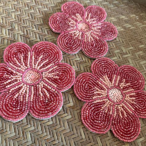 Beaded Coasters make a beautiful addition to the table setup and decor as a statement piece plus it's useful, no more water rings that we all hate.  It comes in various sizes and color combinations make sure to check them all out by visiting my store. Human errors in handmade products are prone to happen like overlapping stitches, pasting or glue marks, crossed stitches, it's a request not to compare with handmade products and respect the art 🌸 PLEASE ADD YOUR CONTACT NUMBER FOR A SMOOTH DELIVERY. Notes: Each piece is handcrafted and unique, there will be slight differences between each piece. The beads are also unique in shape, no two beads are exactly alike. The uniqueness of these products are what make them special. Please take care to not bend this product. That will damage the beads Coastal Table Decor, Beaded Coasters, Coastal Table, Beaded Projects, Beads Art, Water Rings, Diy Bead Embroidery, Cute Coasters, Unique Coasters