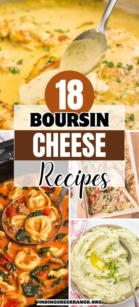 Make everyday meals extraordinary with Boursin cheese! From creamy pasta to stuffed mushrooms, these recipes transform simple ingredients into gourmet dishes. Perfect for entertaining or special dinners! Boursin Cheese Crockpot, Steak With Boursin Cheese, Recipes That Use Boursin Cheese, Boursin Recipes Dishes, Boursin Cheese Ravioli, Boursin Dinner Recipes, Orzo Recipes Boursin, Borison Cheese Dinners, Boursin Cheese Recipes Ground Beef