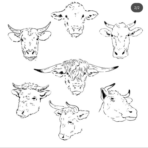 Bull Drawing Taurus, Cow Face Tattoo, Bull Face Tattoo, Farm Tattoo Ideas, Tacky Tattoos, Cow Outline, Highland Cow Tattoo, Ox Tattoo, Farm Tattoo