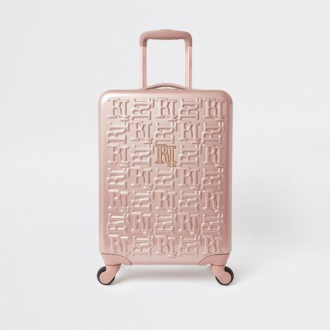 Rose gold RI monogram suitcase River Island Boots, Cabin Bag, Nike Pro Women, Women Purse, Bags And Purses, Minimal Classic, Luggage Sizes, Split Design, Monogram Design