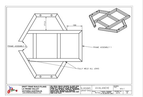 Drift trike plan frame Drift Trike Frame Plans Diy, Drift Trike Frame Plans, Drift Trike Plans, Drift Trike Parts, Drift Trike Motorized, Motorized Trike, Bike Drift, Drift Trike Frame, Build A Go Kart