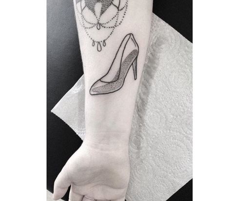 Cinderella Shoe Tattoo, Shoe Tattoo, Disney Tattoos, Triangle Tattoo, Geometric Tattoo, Cinderella, Tattoo Ideas, Tattoos, Disney