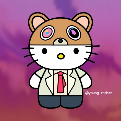 Kanye West Bear Art, Kanye Hello Kitty, Kanye West Sketch, Kanye Cartoon, Kanye West Cartoon, Kanye Painting, Kanye Drawing, Graduation Bear Kanye, Kanye West Drawing